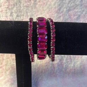Elegant Pink Gemstone Bracelet Set